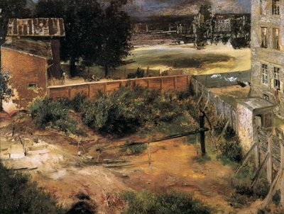 Rear of House and Backyard by Adolph Menzel